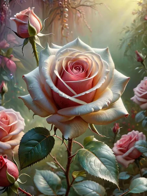 animal (Artistic style) (Whimsically artistic)
Bursting forth from its emerald stem like a symphony of elegance, the perfect rose stands as the epitome of floral allure, its velvety petals unfurling in a graceful cascade of rich crimson. Each delicate fold, bathed in the gentle caress of sunlight, emanates an intoxicating fragrance that captivates the senses, drawing admirers into its embrace with an irresistible allure. With a flawless symmetry, its petals form a mesmerizing tapestry of beauty, a testament to nature's exquisite craftsmanship. Its stem, adorned with thorns like jewels adorning a crown, offers a subtle reminder of the rose's resilient grace. In gardens adorned with myriad blooms, the perfect rose reigns supreme, its timeless elegance transcending all others, a symbol of love, passion, and enduring beauty.
Fantasy style, fantasy dreamlike art, vivid color, 3d animation,
DonMP4ste11F41ryT4l3XL
<lora:DonMP4ste11F41ryT4l3XL-000008:0.8>
<lora:oil painting:0.2>