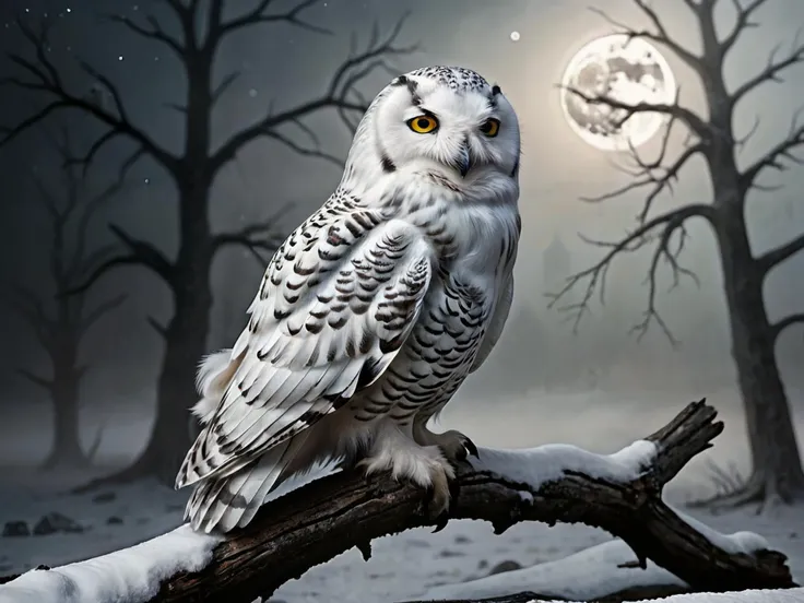 realistic, best quality, high res, highly detailed, 

The snowy owl, sitting on a branch in the dead of night, surveying its domain, the misty night surrounding it,

fantasy style, fantasy dreamlike art,

airbrush painting, soft watercolor, gothic art, atmospheric, spooky, airbrush painting,

<lora:RMSDXL_Enhance:1>,
<lora:add-detail-xl:0.8>,
<lora:RMSDXL_Darkness_Cinema:1>,
