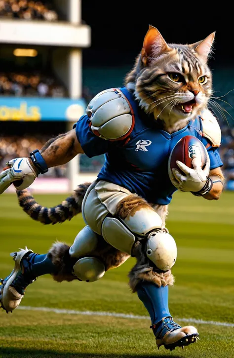 amazing quality, ultra detailed,
a hairy persian cat Rugby player running on the field holding rugby ball, solo, cute, kawaii, opened mouth,
wearing ral-anmlsktn,
<lora:add-detail-xl:0.75>,
<lora:ral-anmlsktn-sdxl:1.2>,
<lora:EnvyBetterHiresFixXL01:0.75>,
<lora:EnvyActionShotXL01:0.8>, action shot,
<lora:extremely_detailed:1.2> extremely detailed,