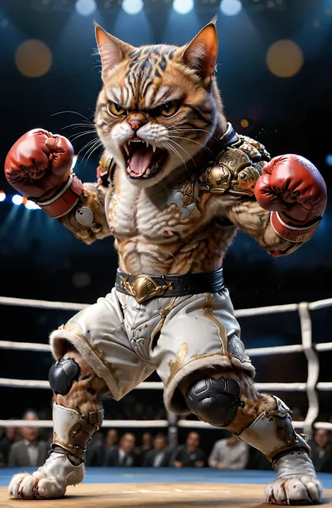 amazing quality, ultra detailed,
a hairy persian cat boxer punches in the ring, solo, cute, kawaii, opened mouth,
wearing ral-anmlsktn,
<lora:angry:0.75>, angry,
<lora:add-detail-xl:0.75>,
<lora:ral-anmlsktn-sdxl:1.0>,
<lora:EnvyBetterHiresFixXL01:0.75>,
<lora:EnvyActionShotXL01:0.8>, action shot,
<lora:extremely_detailed:1.2> extremely detailed,