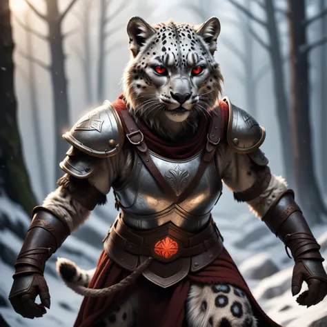 ((angry anthro snow leopard female wearing epic viking armor with runes and a helmet )), (red glowing eyes) ,RAW photo, (epic ice Jotunheim landscape),(fighting ice giant) masterpiece, Nordic, smoke, best quality, dynamic pos, ultra detailed, metal plates, rust, full bodyt, light trail, dramatic lighting, red tone, short_hair, Photorealistic, Hyperrealistic, Hyperdetailed, analog style,soft lighting, subsurface scattering, realistic, heavy shadow, masterpiece, best quality, ultra realistic, 8k, High Detail, film photography, soft focus, (closeup to face), high quality photography, 3 point lighting, flash with softbox, 4k, Canon EOS R3, hdr, smooth, sharp focus, high resolution, award winning photo, 80mm, f2.8, bokeh , detailed, realistic, 8k uhd, high quality