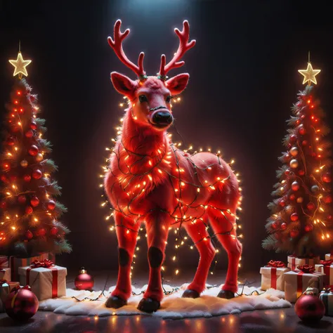 instant christmas, neon red reindeer