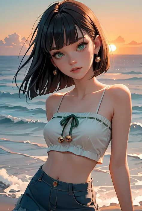 nipples, spread pussy, (((spread pussy))), spread legs, 1 girl, full nude,Naked, sitting on beach,  (((White sheer blouse, Microblouse, Sleeveless))), (((navel ))),  (((White sheer micro mini skirt))),  (Beautiful face, Cute face, Detailed face), ((( black Hair, semi-long hair, hair, Hair pulled back, wavy hair, ponytail))), (((Detailed beautiful green eyes))), BREAK, (((Sunny))), extremely detailed CG unified 8k wallpaper, very fine 8KCG wallpaper, (​masterpiece, Best Quality), High resolution, Ultra-detailed, ultra-sharp, Cinematic lighting,