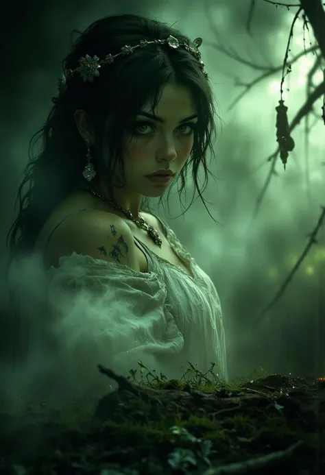 masterpiece, a beautiful oriental female ghost materialises from the mist, ethereal, transparent, see-through, ghostly, HD32K, wallpaper, hyperdetailed, mythp0rt, HD32K, ArsGreenMistWorld, ArsMJStyle, dnddarkestfantasy
