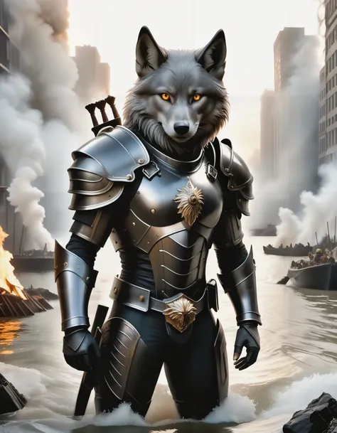 ((detailed fenris wolf )), wearing runes armor, ragnark, destroyed city after nuclear blast flodded with ((black water:1.2)), post apocalyptic, warzone, fire , smoke
BREAK
(masterpiece, best quality, ultra realistic, 4k, 2k, (intricate, high detail:1.2), film photography, soft focus,
RAW photo, photorealistic, analog style, subsurface scattering, photorealism, absurd res), high quality photography, 3 point lighting, flash with softbox, 4k, Canon EOS R3, hdr, smooth, sharp focus, high resolution, award winning photo, 80mm, f2.8, bokeh