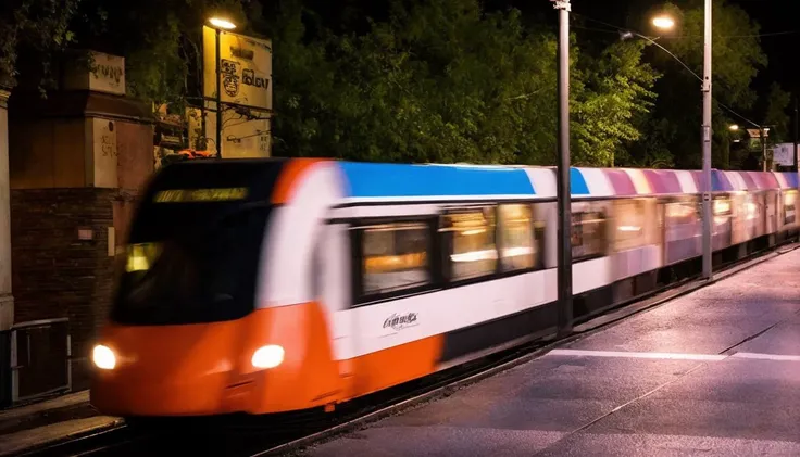 <lora:depth_of_field_slider_v1:1.15> 90s flash photo, stree photograph of a white futursitic tram rushing, finnish at night, bridge, outdoors, (vibrant colors:1.2), (motion blur:1.1),( natural lighting:1.5), HDR <lora:90sflash_v2:1>