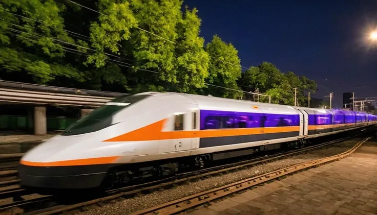 <lora:depth_of_field_slider_v1:1.5> 90s flash photo, stree photograph of a white futursitic bullet train rushing, finnish downtown at night, bridge, outdoors, (vibrant colors:1.2), (motion blur:1.1),( natural lighting:1.5), HDR <lora:90sflash_v2:1>