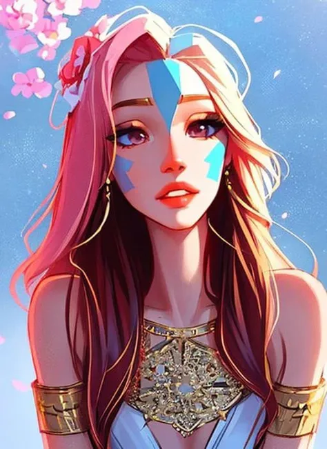 (symmetry:1.1) (portrait of floral:1.05) a woman as a beautiful goddess, (assassins creed style:0.8), pink and gold and opal color scheme, beautiful intricate filegrid facepaint,
intricate, elegant, highly detailed, smooth, sharp focus, octane render, (8k:1.2)