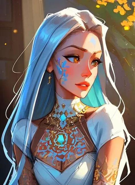 (symmetry:1.1) (portrait of floral:1.05) a woman as a beautiful goddess, (assassins creed style:0.8), pink and gold and opal color scheme, beautiful intricate filegrid facepaint, intricate, elegant, highly detailed, digital painting, artstation, concept art, smooth, sharp focus, illustration, art by greg rutkowski and alphonse mucha, 8k