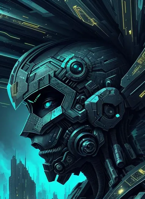 painting of, closeup portrait of female super soldier,intricate details,sharp,4k, experimental,{sci-fi|cyberpunk},digital art,detailed background,mist,ominous,city,4k,particles,smoke, testembV2