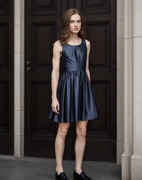 standing,posing for a picture, a slender thin 45yo man, medium chestnut length hair, angular jawn crossdressing in a petticoat silk dress, <lora:breastsizeslideroffset:-1.4> <lora:gender_slider_v1:-1.4> <lora:muscle_slider_v1:1.5> <lora:è¸é¨è°æ´:-1>, in an old european city
