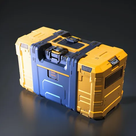 Tool box, black background, metallic texture, no one, sci-fi style, simple background, metallic texture,game item design <lora:game box:1>