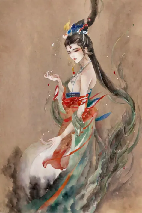 masterpiece, best quality, 1girl, <lora:kwFemale_Beta40-SDXL_v1:1>, <lora:PAseer-SDXL-Echoes of the Verdant Twilight:1>, TRADITIONAL ART