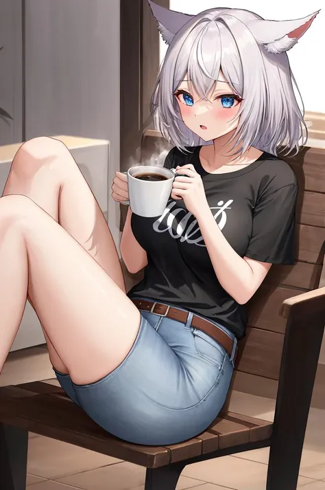 HoldingACupofCoffee
1 girl, solo, large breasts, HoldingACupofCoffee,tshirt, jeans,  Simple-Miqote