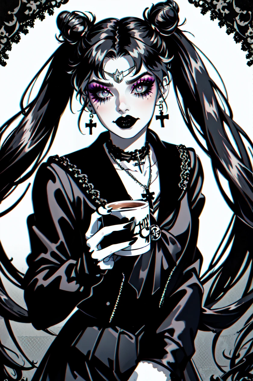 detailed face, detailed eyes, official art, HoldingACupofCoffee SailorMoonGoth