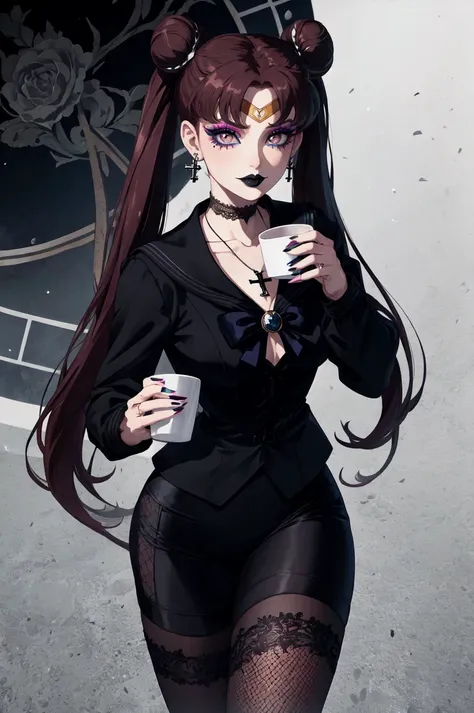 detailed face, detailed eyes, official art, HoldingACupofCoffee SailorMoonGoth
