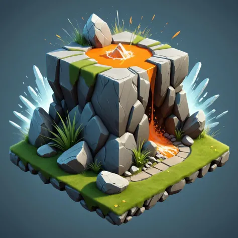 isometric style (Professional 3D rendering:1.3) of (Ultra detailed:1.3) <lora:Island_Generator_Update:1> a stone and grass area with grass and rocks, isometric game asset, isometric game art, game asset, stylized game art, isometric 2 d game art, detailed game art, isometric view. game rpg, isometric 3d fantasy turtle, high quality lowpoly art, isometric game, 3 d render stylized, stylized 3d render with background arafed image of a large explosion of white and orange rocks, 3d digital art 4k, 4k highly detailed digital art, surreal 3d render, 3d abstract render overlayed, epic 3d abstract model, intricate artwork. octane render, 3d fractal background, 3d rendered in octane, 3d rendered in octane, abstract 3d artwork, no humans, scenery, sky, debris, cloud,CGSociety,ArtStation . vibrant, beautiful, crisp, detailed, ultra detailed, intricate