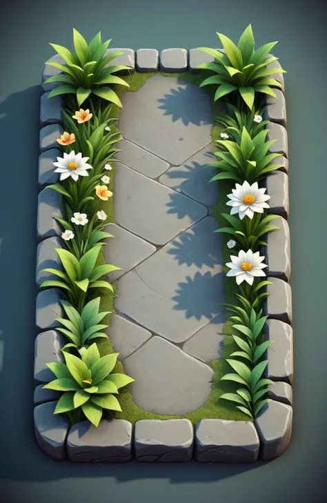 Zentangle <lora:Island_Generator_Update:1> a stone path with flowers and plants, game asset, stylized game art, isometric game asset, 3d game art, 3 d game art, 3 d render stylized, stylized 3 d, mobile game asset, stylized 3d render, high quality lowpoly art, 3 d icon for mobile game, isometric game art, game assets . Intricate, abstract, monochrome, patterns, meditative, highly detailed