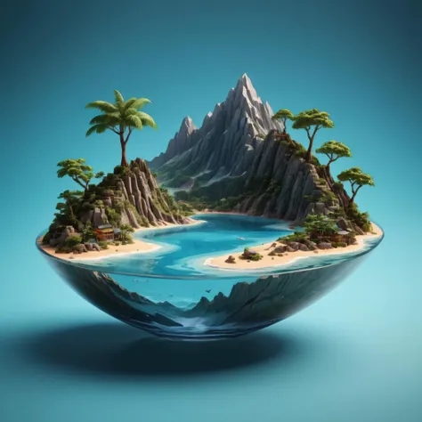 Kirigami representation of (Ultrarealistic:1.3) <lora:Glass_Islands:1> tilt - shift photography a glass with a island in it, full of glass. cgsociety, realism | beeple, beeple and tim hildebrandt, recusion beeple, beeple. hyperrealism, beeple |, surreal water art, 3 d render beeple, beeple and mike winkelmann, 4k highly detailed digital art tilt shift photography . 3D, paper folding, paper cutting, Japanese, intricate, symmetrical, precision, clean lines