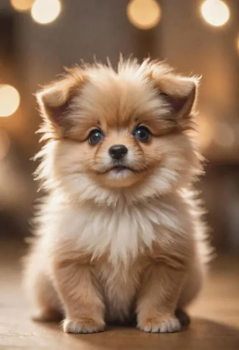 tongue out, (Masterpiece:1.3), (8K, photorealistic, RAW photo, best quality:1.4), adorable, extra smooth fur, fluffy, HD, realistic eyes, playful expression, tiny breed, cup-shaped object, cozy setting, soft lighting, shallow depth of field, cute, lovable, warm tones, whimsical atmosphere, tight framing, close-up focus, bokeh background