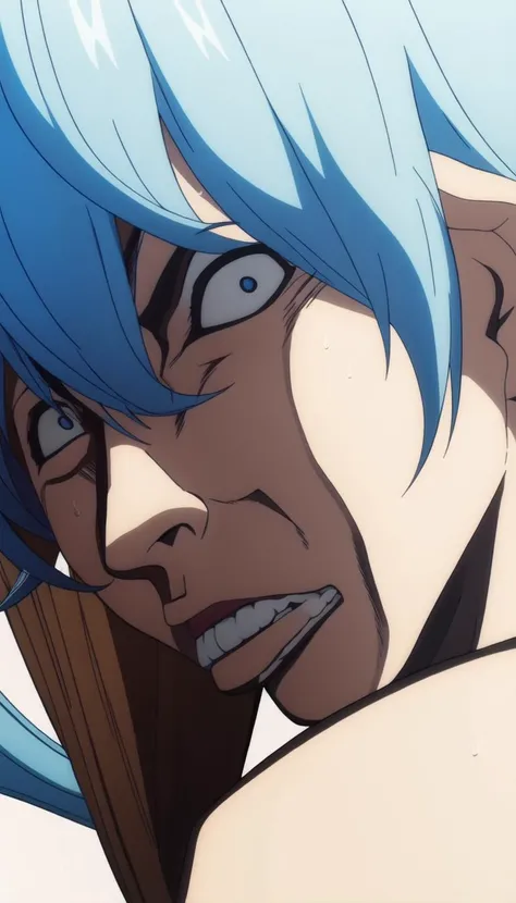 masterpiece, best quality, <lyco:cringe_face:1.0>, cringe_face, Wrinkled, Blue eyes, Full body