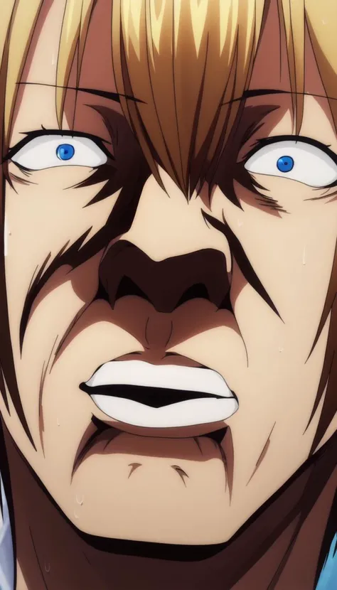 masterpiece, best quality, <lyco:cringe_face:1.0>, cringe_face, Blue eyes, Full body, Shocked