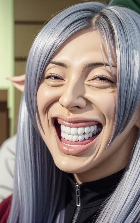 masterpiece, realistic, best quality, <lora:Sousou_no_Frieren_style-V1:0.7>, wz_sousou_no_frieren_style, twintails, very long hair, silver hair, pointy ears, elf, white capelet, green eyes,
<lora:cringe_face:0.6>, cringe_face, wrinkled, (laughing:1.8),