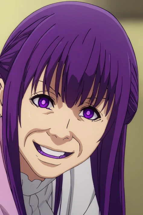 <lyco:fernv2-lyco-nochekaiser:0.8>, fern, long hair, bangs, (purple eyes:1.1), purple hair, sidelocks, blunt bangs, bright pupils, half updo,
<lora:cringe_face:0.8>, cringe_face, wrinkled, laughing,