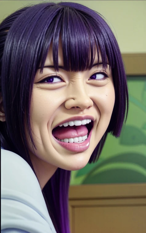 masterpiece, realistic, best quality <lyco:fernv2-lyco-nochekaiser:0.8>, fern, long hair, bangs, (purple eyes:1.1), purple hair, sidelocks, blunt bangs, bright pupils, half updo,
<lora:cringe_face:0.7>, cringe_face, wrinkled, (laughing:1.2),