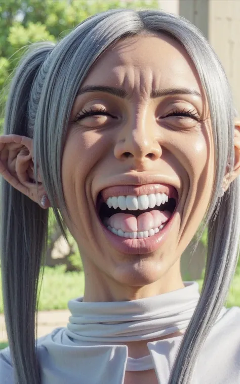 masterpiece, realistic, best quality, <lora:Sousou_no_Frieren_style-V1:0.7>, wz_sousou_no_frieren_style, twintails, very long hair, silver hair, pointy ears, elf, white capelet, green eyes,
<lora:cringe_face:0.6>, cringe_face, wrinkled, (laughing:1.8),