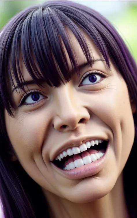 masterpiece, realistic, best quality <lyco:fernv2-lyco-nochekaiser:0.8>, fern, long hair, bangs, (purple eyes:1.1), purple hair, sidelocks, blunt bangs, bright pupils, half updo,
<lora:cringe_face:0.6>, cringe_face, wrinkled, laughing,
