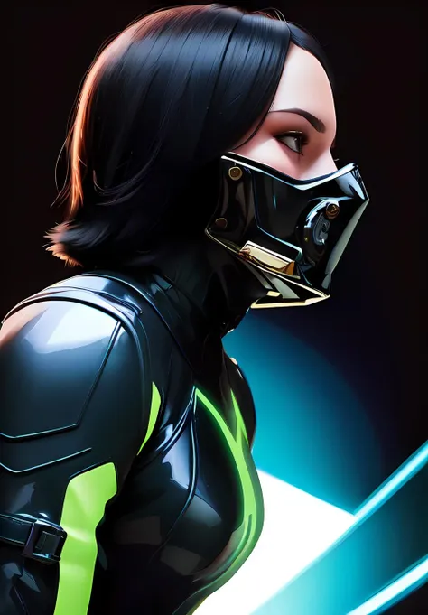 (instant photo:1.3), soft focus, <lora:viper:0.8>, viper, 1girl, solo, smirk, standing, from side, black hair, mask, (acclaimed, alluring, captivating, exciting, gorgeous, striking:1.3), (ultra-high res, high details, absurdres:1.3)