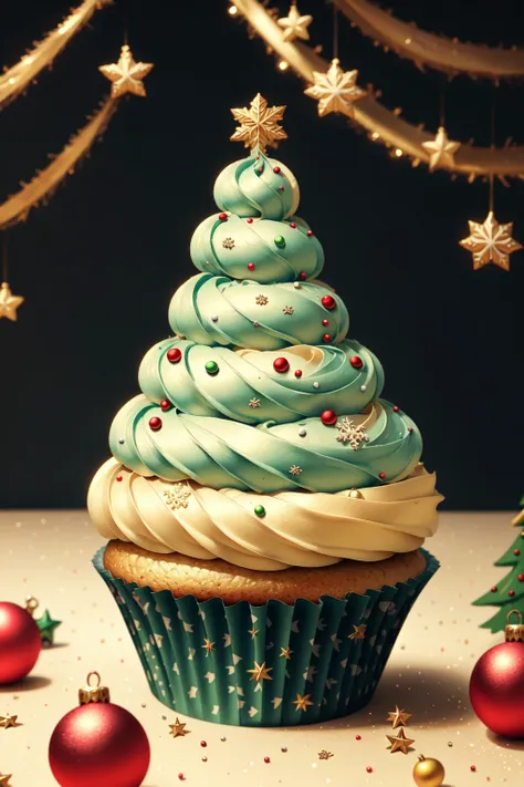 <lora:ChristmasFood:0.8> ChristmasFood, Christmas tree cupcakes