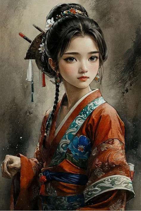 masterpiece, best quality, 1girl, <lora:kwFemale_Beta40-SDXL_v1:1>, <lora:PAseer-SDXL-Echoes of the Verdant Twilight:0.3>, TRADITIONAL ART, saibo