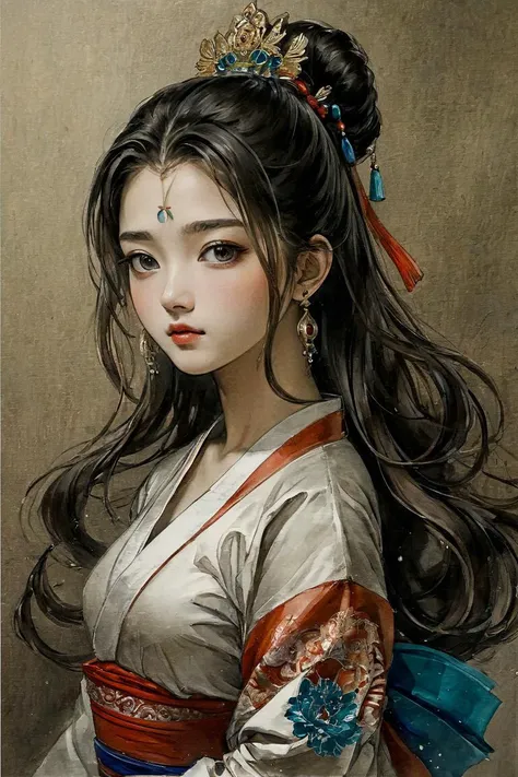 masterpiece, best quality, 1girl, <lora:kwFemale_Beta40-SDXL_v1:1>, <lora:PAseer-SDXL-Echoes of the Verdant Twilight:0.2>, TRADITIONAL ART, saibo