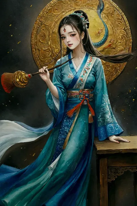 masterpiece, best quality, 1girl, <lora:kwFemale_Beta40-SDXL_v1:1>, <lora:PAseer-SDXL-Echoes of the Verdant Twilight:0.4>, TRADITIONAL ART