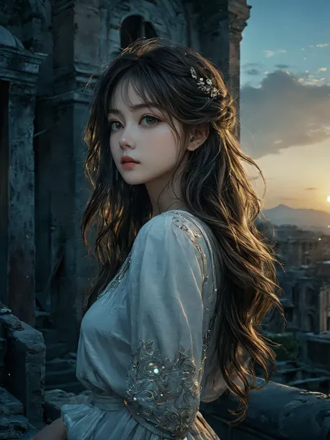 masterpiece,illustration,best quality,extremely detailed CG unity 8k wallpaper,original,high resolution,oversized documents,portrait,extremely delicate and beautiful girl,1girl,solo,messy hair,hair flowing in the wind,very long hair,beautiful detail eyes,jewel eyes,glowing circle pupils,golden eyes,good lighting,ray tracing,sparkling,abandoned building,on ruins,staring at sunset at dusk,depth of field,profile
<lora:kwFemale_Beta40-SDXL_v1:1>