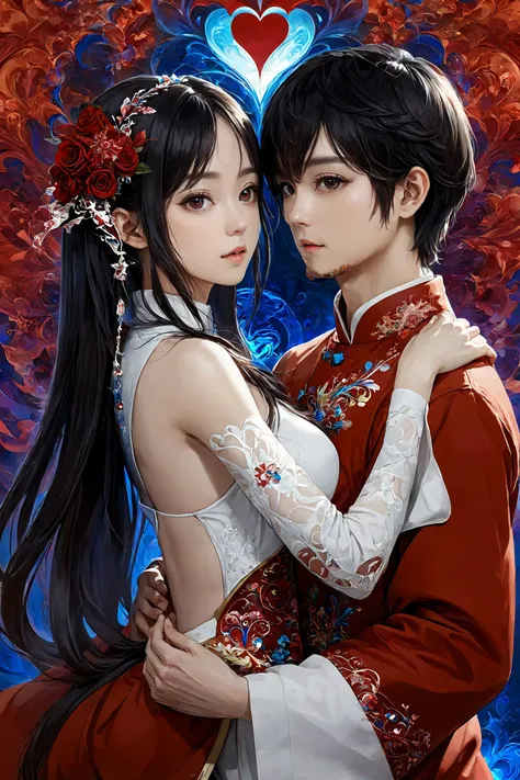 official art, highest details, beautiful and aesthetic, fractal art, colorful,
masterpiece, best quality, 1girl, <lora:kwFemale_Beta40-SDXL_v1:1>, red, valentine, love, couple, asian, waifu