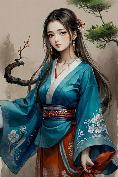masterpiece, best quality, 1girl, <lora:kwFemale_Beta40-SDXL_v1:1>, <lora:PAseer-SDXL-Echoes of the Verdant Twilight:0.3>, TRADITIONAL ART, saibo