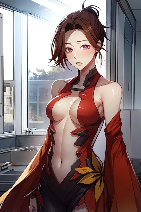<lora:June_SC:0.7> junescdef, brown hair, purple eyes, ponytail, medium body, looking at viewer,
masterpiece, best quality,
<lora:Yuzuriha inori COS - Guilty Crown Clothing :1> outfit-inori