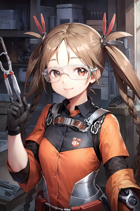 (masterpiece, best quality, high resolution),
<lora:DOCTOR:1> brown_eyes, braids, long hair, twin_tails,
goggles,
cute face, kawaii, very big eyes, Aesthetic Anime Eyes, small face,
heart, smile, looking at viewer,
Clutter-Mechanical,
laboratory,
1girl, solo,