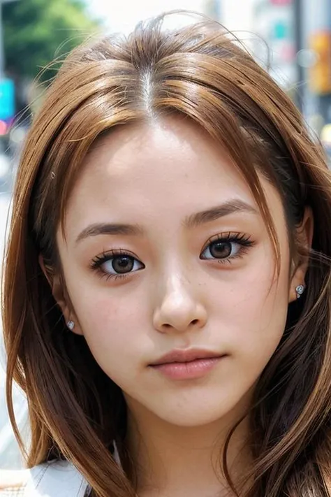 RAW close-up portrait photo, TakahashiAi in busy Tokyo street, fcDetailPortrait