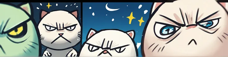 score_9, score_8_up, score_7_up, source_anime, 6girls, cat, kitten, <lora:Chulip:0.25> chulip, chibi, flat shading, close up shot, in a empty parking lot at night, close up shot, wide angle shot, depth of field, thin black border, separating, solo, dynamic pose, solo, sparkles, <lora:Glorp_Bingo_Mega_Mix-000013:0.05> glorpbingomegamix1 BREAK a green alien fuzzy kitten cat with alien antenna grimacing and squinting, alien BREAK The Wizard, happy BREAK The Fighter, sad BREAK The Archer, anxious BREAK The nerd, neutral BREAK The Robot, blushing, horny