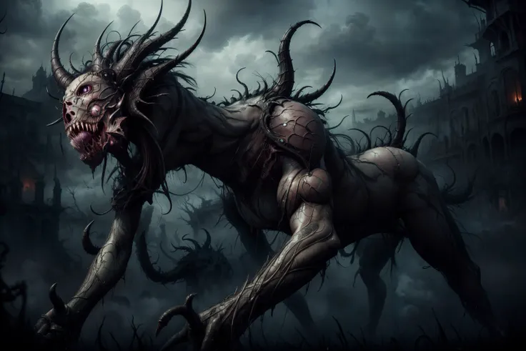 (RAW photo, best quality), (realistic, photo-realistic:1.3), masterpiece, an extremely delicate and beautiful, extremely detailed, CG, unity , 2k wallpaper, Amazing, finely detail,GloomyNightmareAI, female, fight  <lora:GloomyNightmareAI:0.8>