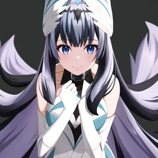 Veyle_Engage, 1girl, solo, looking at viewer, blue eyes, blue hair, smile, closed mouth, beanie, hairclip, kneehighs, scarf