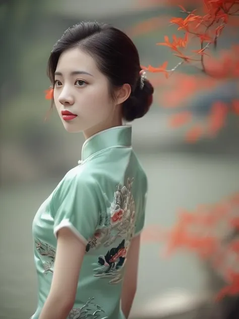 <lora:æè¢-000008:0.6>,qipao,1girl,china dress,, 8k,Highly detailed,Digital photography,High definition,