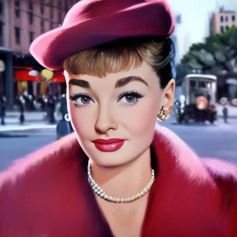 <lora:wcoby:1> wcobystyle, close up of aubrey hepburn standing ( in a city), ,highly detailed, intricate, painting, sharp focus, detailed face, detailed eyes