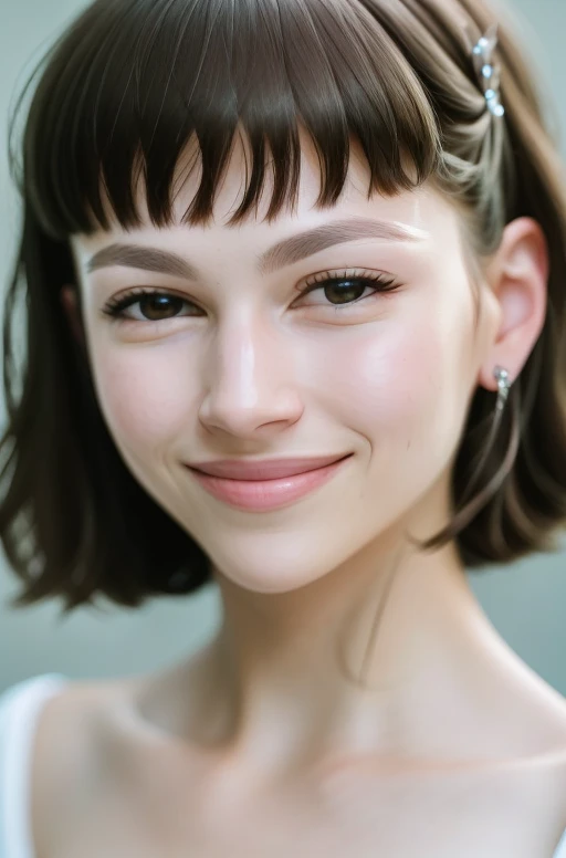 RAW photo of stunning <lora:t0ki0:0.9>, (light smile,:1), highly detailed glossy eyes, (looking camera:1.2), ultra quality, sharp focus, tack sharp, dof, (film grain), centered, toki0