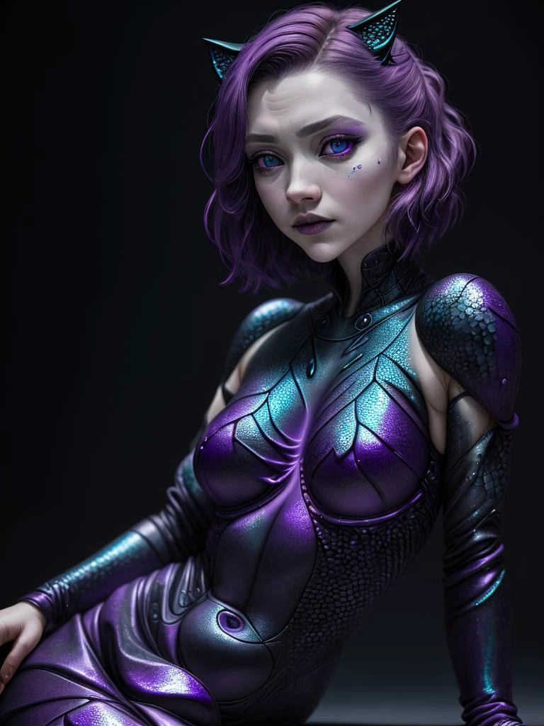 ultra detailed abstract photography of a cute pale draconian MaeveAI, portrait, (masterpiece), realistic, cinematic light, (beautiful purple cat eyes:1.3), perfect anatomy,dragon horns,
night sky moonlight, starry background,
(blackish scaly skin:1.3),black lips, black eye shadow,
hyperdetailed painting, luminism, 4k resolution,
Soft Lighting, Photographic Realism,
3d rendering, octane rendering, <lora:MaeveAI:1> MaeveAI,
