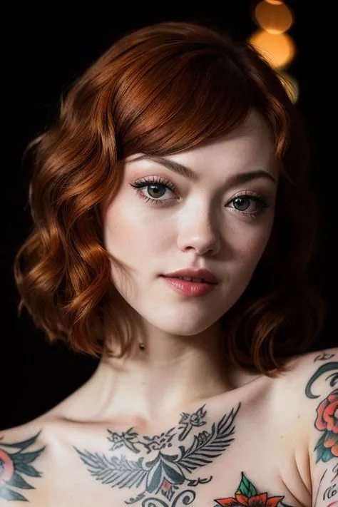 portrait of DEN_maud_SG, tattoo covered,
bokeh, f1.4, 40mm, photorealistic, raw, 8k, textured skin, skin pores, intricate details <lora:epi_noiseoffset2:1>, epiCRealism
